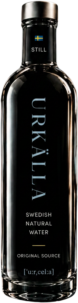 The Urkälla bottle in dark glass against the northern lights
